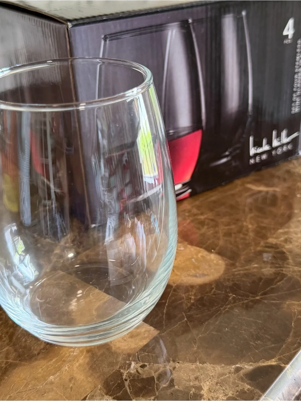 Nicole Miller Purple Stemless Wine Glasses Set - Deep Purple Tint
